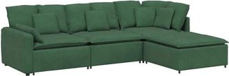 vidaXL Vidaxl - Divano Modulare con Poggiapiedi e Cuscini Verde Scuro