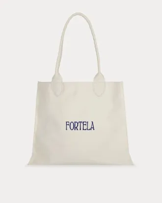 Fortela Rookbag Cotton Logo Handbag in White at Nordstrom