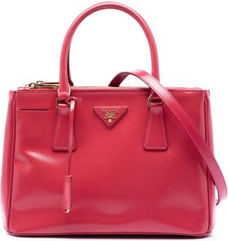 Prada Pre-owned Prada Small Saffiano Vernice Galleria Double Zip Satchel Ladies XYFU0KTNTN3A900I
