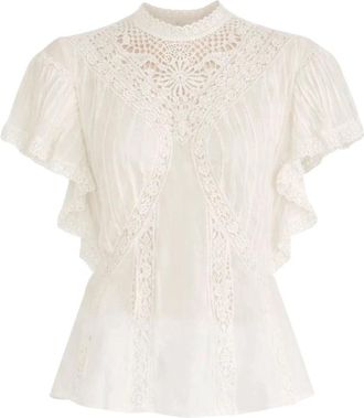 Farm Rio Blouse met applicaties - Dames - Blouses - Wit - S - Overhemden