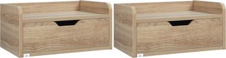 HOMCOM Floating Nightstand Set of 2 - Wall Mounted Bedside Table with Drawer | TJ Hughes