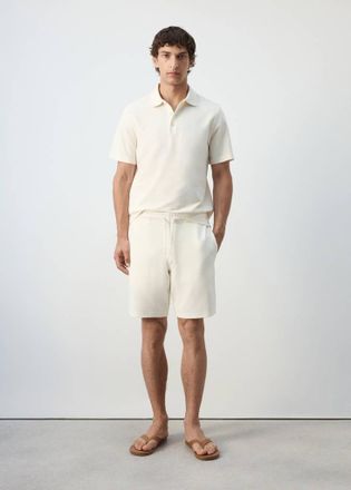 Mango Bermuda misto cotone texture coulisse bianco - Uomo - XXL - MANGO MAN