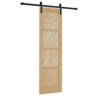 vidaXL Puerta Corredera Natural 61 X 198,5 Cm Madera De Pino Maciza Vidaxl