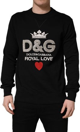 Dolce & Gabbana Mens Black Embellished Cotton Sweatshirt Sweater Clothing