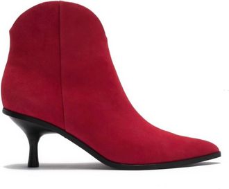 Sigerson Morrison Womens Hayleigh Suede Kitten Heel Ankle Booties In Red