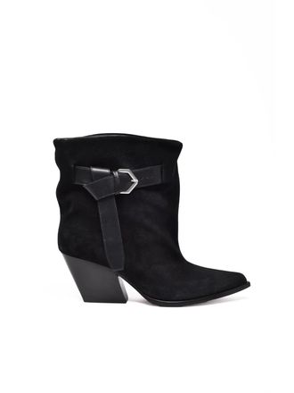 Elena Iachi Black Suede Pointed Ankle Boots