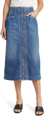 Closed Exposed Zip Nonstretch Denim Pencil Skirt in Mid Blue at Nordstrom, Size X-Large