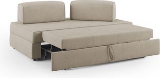 Divani.Store Divani.store - Liberty Sof&aacute; Con Puff Extra&iacute;ble Y Respaldo Desmontable En Tela Impermeable 160 Cm Beige Con Puff