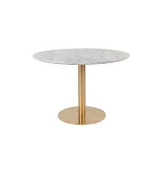 Moloo Mesa de comedor 4 personas &oslash;110 acabado en m&aacute;rmol y lat&oacute;n