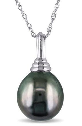 Delmar 14K White Gold Cultured Black Tahitian Pearl Pendant Necklace at Nordstrom Rack