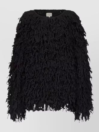 Loulou Studio gabin round neck sweater fringe detail