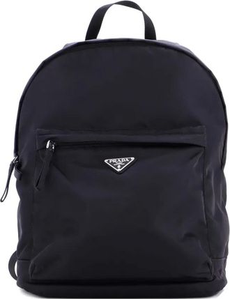 Prada Front Pocket Zip Tessuto Large backpack - Zwart