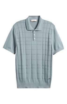 Bugatchi Textured Grid Polo Sweater in Shark at Nordstrom, Size Xxx-Large