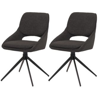 Hhg Hhg - Juego De 2 Sillas De Comedor 612, Silla De Cocina, Giratoria Con Retorno Autom&aacute;tico, Tejido Boucl&eacute; (540 G/m&sup2;) &Ouml;ko-tex, Gris Oscuro