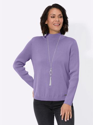 Casual Looks Stehkragenpullover CASUAL LOOKS Pullover, Damen, Gr. 36, lila (lavendel), 100% Baumwolle, unifarben, Pullover Stehkragenpullover