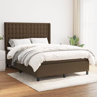 vidaXL Vidaxl - Cama Box Spring Con Colch&oacute;n Tela Marr&oacute;n Oscuro 140x200 Cm