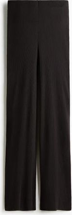 H&M Rib-knit Trousers in Dark Brown at Nordstrom, Size X-Small