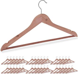 Relaxdays 36 Perchas Ropa De Madera De Cedro, Para Camisas O Trajes, Contra Polillas, 44 Cm Ancho, Marr&oacute;n Natural