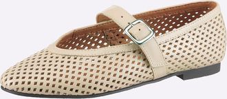 Heine Ballerina HEINE, Damen, Gr. 36, ecru, Glattleder, Leder, Rindsleder, Schuhe Ballerina