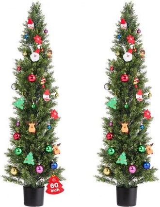 OEM Topiario Artificial De Cedro 350 X 1524 Mm 2 Piezas, Planta De Pino Artificial Hoja De Polietileno, Maceta De &Aacute;rbol Verde Falso Para Decorar Porches, 