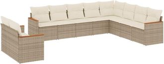 vidaXL Juego De Sof&aacute;s Jard&iacute;n Con Cojines Beige 10 Pzas Rat&aacute;n Sint&eacute;tico Vidaxl
