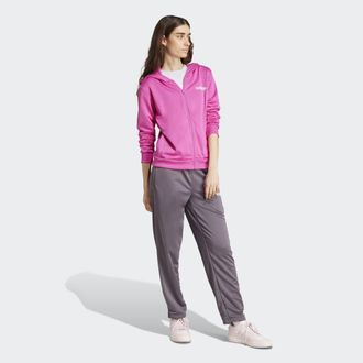 adidas Trainingsanzug ADIDAS SPORTSWEAR W LINEAR TS, Damen, Gr. XS, pink (semi lucid fuchsia), Obermaterial: 100% Polyester, Sportanz&uuml;ge Trainingsanzug, zwei