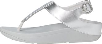 FitFlop Womens FitFlop Fino Crystal-Mix T-Strap Sandals Silver JJ3-011
