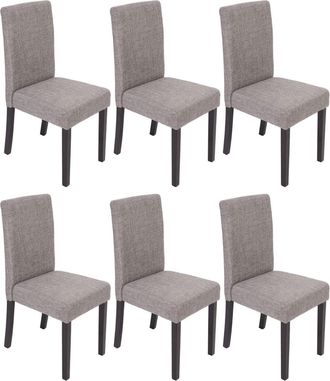 Hhg Hhg - Lote De 6 Sillas De Comedor Silla De Cocina Littau, Textil, Gris, Patas Oscuras