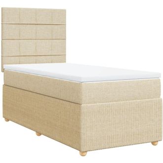 vidaXL Cama Box Spring Con Colch&oacute;n Tela Color Crema 90x190 Cm Vidaxl