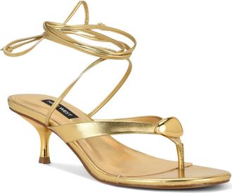 Nine West Batty Ankle Wrap Sandal in Gold at Nordstrom, Size 6.5