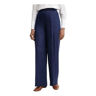 Benetton Palazzo Broek - Dames - Wijde Broeken - Blauw - L - Linnen - Broeken