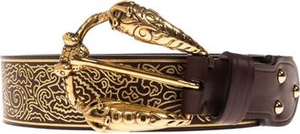 Etro Leren Riem Met Dieren Gesp - Dames - Accessoires - Bruin - Maat: 75 CM Leer