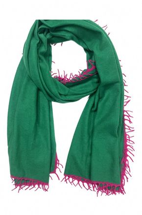 Dolma Womens Cashmere Fringe Scarves In Emerald Pink