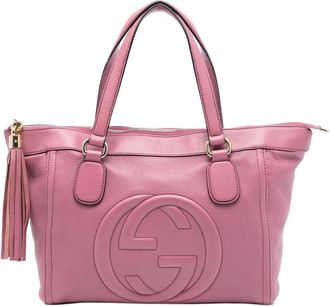 Gucci Pre-owned Tote Bags, female, Pink, Size: ONE SIZE Pre-owned Leather Top Handle Bag