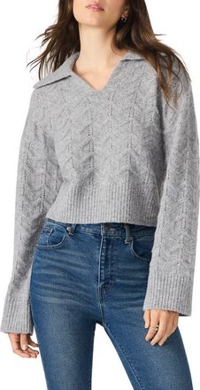 Steve Madden Esthere Pointelle Collar Sweater in Grey Heather at Nordstrom, Size X-Large