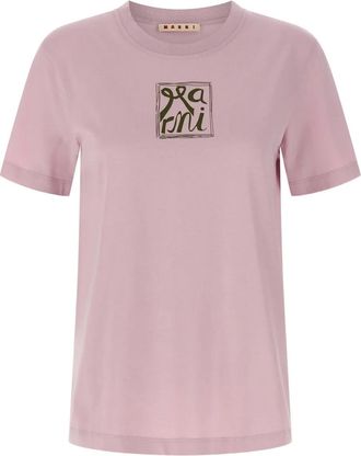 Marni T-shirt girocollo con logo - Rosa