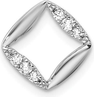 Diamond2Deal 14K White Gold Lab Grown Diamond Square Chain Slide Pendant (0.074ct, VS, G-H)