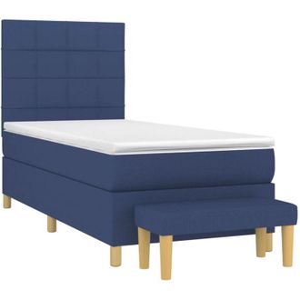 vidaXL Vidaxl - Cama Box Spring Con Colch&oacute;n Tela Azul 90x190 Cm