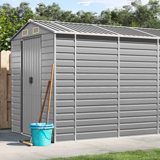 vidaXL Cobertizo De Jard&iacute;n Acero Galvanizado Gris Claro 191x555x198 Cm Vidaxl
