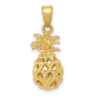 Diamond2Deal 14k Yellow Gold 3D Cut-out Pineapple Pendant