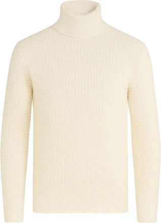 Paolo Pecora Maglia Lupetto - Heren - Coltruien - Beige - S - Wol - Truien & Vesten