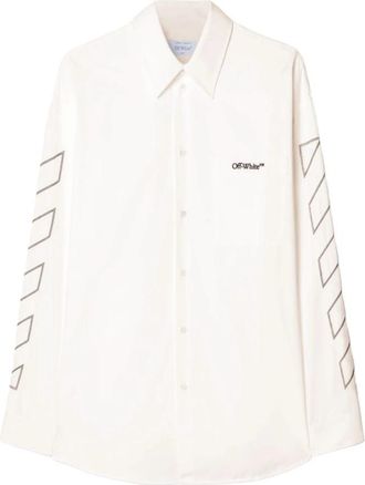 Off-white Diag Outl Popl Over Shirt - Heren - Casual Overhemden - Wit - M - Katoen - Overhemden