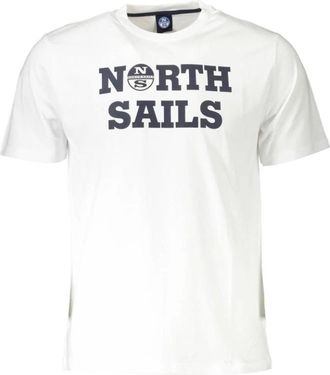 North Sails Elegant wit rondhals T-shirt met print - Heren - T-shirts - Wit - S - Katoen - Tops
