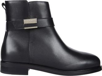 Tommy Hilfiger Platte Enkellaarsjes - Dames - Enkellaarsjes - Zwart - 39 EU - Leer - Schoenen