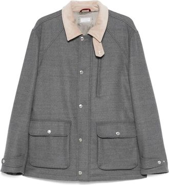 Brunello Cucinelli Giacca con colletto a contrasto - Grigio