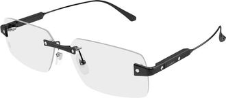 Cartier Rechthoekige Bril - Heren - Brillen - Zwart - 59 MM - Accessoires