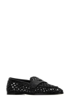 Stuart Weitzman Womens Black Leather Spencer Loafers Mocassini