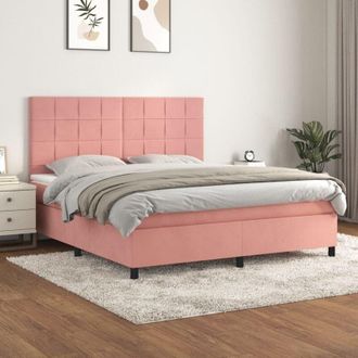 vidaXL Cama Con Luces De Tiras Led Rosa 140 X 200 Cm Terciopelo