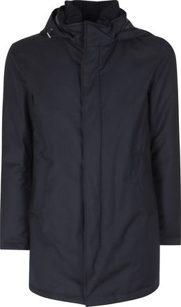 Herno Technical Water-Repellent Jacket With High Ribbed Collar And Adjustable Hood