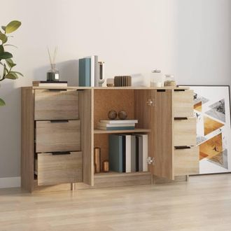 Berkfield Home Sideboards 3 pcs Sonoma Oak Engineered Wood in Light Brown